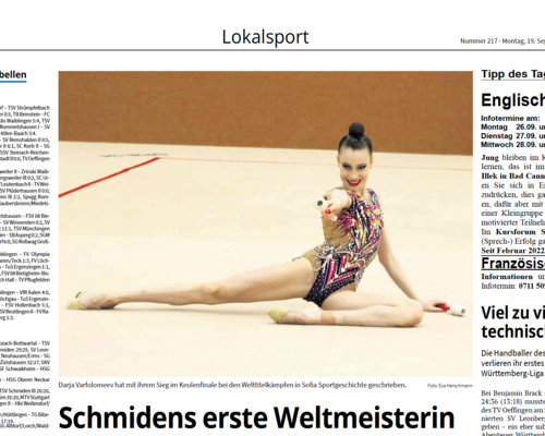 Rhytmische Sportgymnastik: Schmiden hat eine Weltmeisterin