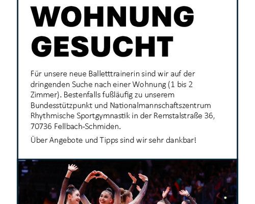 WOHNUNG GESUCHT für Ballettrainerin
