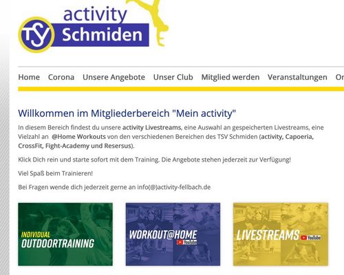 Mitgliederbereich "mein activity" überarbeitet