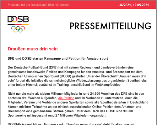 Kampagne und Petition für Amateursport